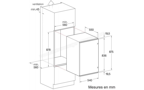HOTPOINT BS 1621 EU - Sch&eacute;ma d'encastrement