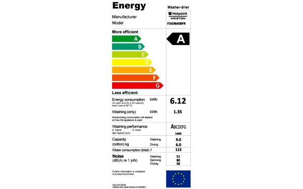 HOTPOINT FDG 9640 B FR - &Eacute;tiquette &eacute;nergie