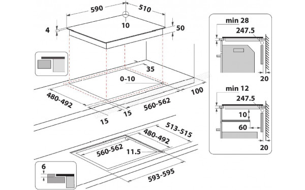 HOTPOINT HB 4860C CPNE - Dimensions
