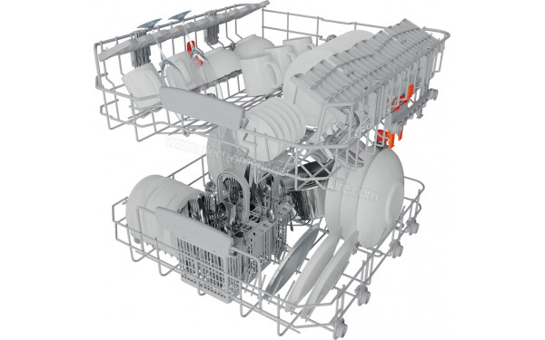 HOTPOINT HFC3C33WX - Vue du panier inf&eacute;rieur et sup&eacute;rieur