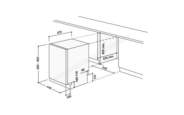 HOTPOINT LST 328 A/HA - scema encastrement (cr&eacute;dit : Darty)