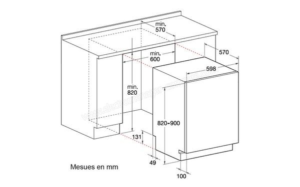 HOTPOINT LTF 11B116 EU - Sch&eacute;ma d'encastrement