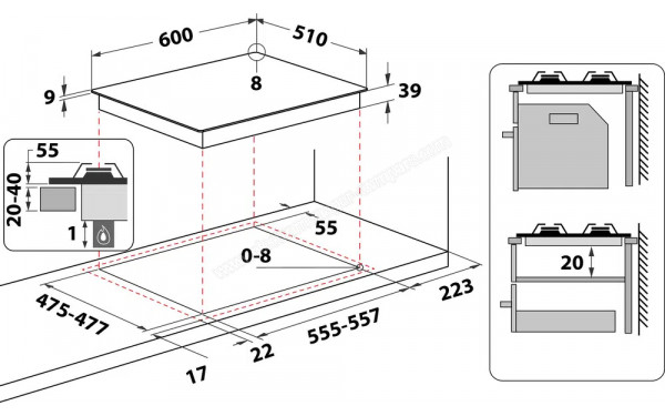 HOTPOINT PCN 642 IX/HAR - Dimensions