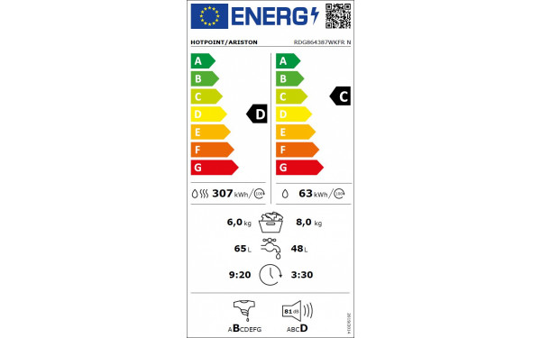 HOTPOINT RDG864387WKFRN - &Eacute;tiquette &eacute;nergie v2