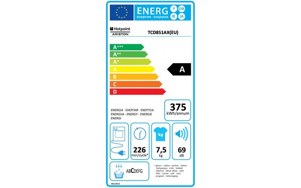HOTPOINT TCD 851 AX (EU) - &Eacute;tiquette &eacute;nergie