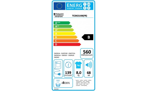 HOTPOINT TCD G51 XB - &Eacute;tiquette &eacute;nergie