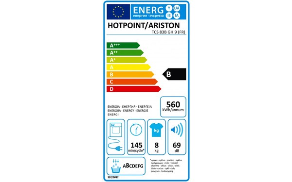 HOTPOINT TCS 83B GH.9 FR - &Eacute;tiquette &eacute;nergie