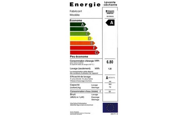HOTPOINT WDD 10760 BX EU - &Eacute;tiquette &eacute;nergie
