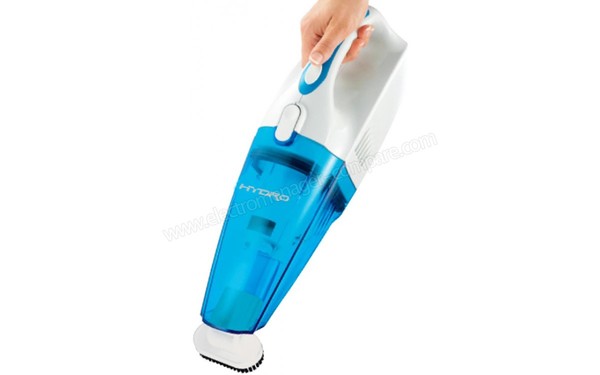 HYDRO HYDROVAC blanc et bleu - Vue 3/4 droite avec suceur &agrave; brosse
