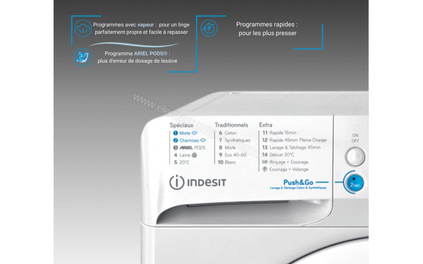 INDESIT BDE107436WKVFR - Vue des programmes