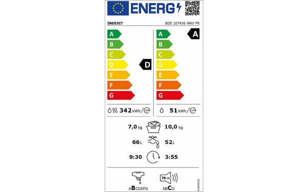 INDESIT BDE107436WKVFR - &Eacute;tiquette &eacute;nergie v2
