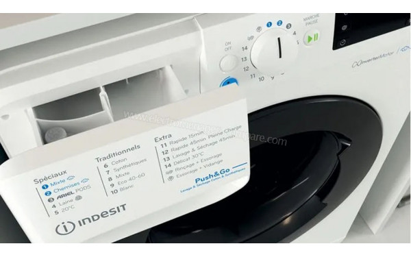 INDESIT BDE107448WKVFR - Zoom sur le tiroir lessiviel
