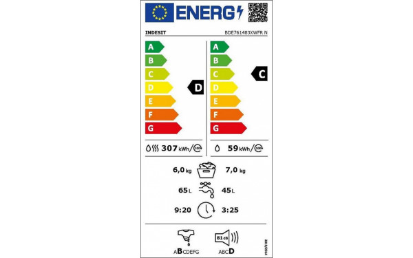 INDESIT BDE761483XWFRN - &Eacute;tiquette &eacute;nergie v2