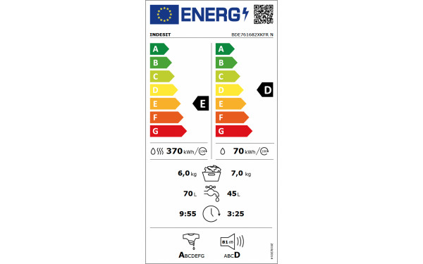 INDESIT BDE761682XKFRN - &Eacute;tiquette &eacute;nergie v2