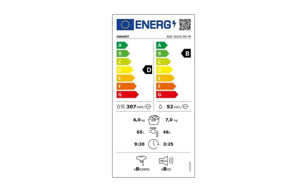 INDESIT BDE764359WFR - &Eacute;tiquette &eacute;nergie v2