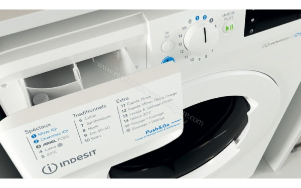 INDESIT BDE76435WVFR - Zoom sur le tiroir lessiviel