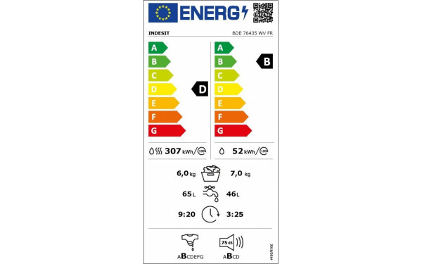 INDESIT BDE76435WVFR - &Eacute;tiquette &eacute;nergie v2