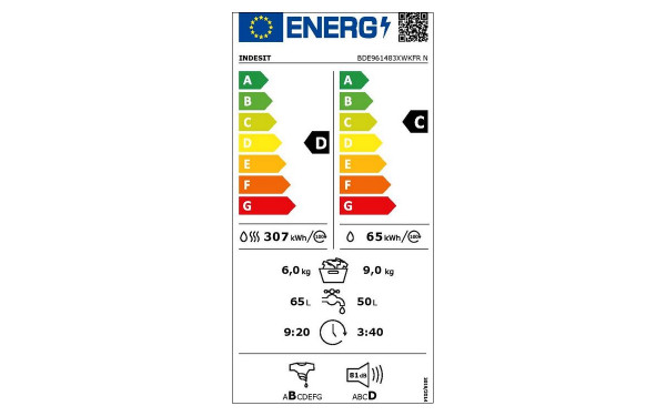INDESIT BDE961483XWKFRN - &Eacute;tiquette &eacute;nergie v2