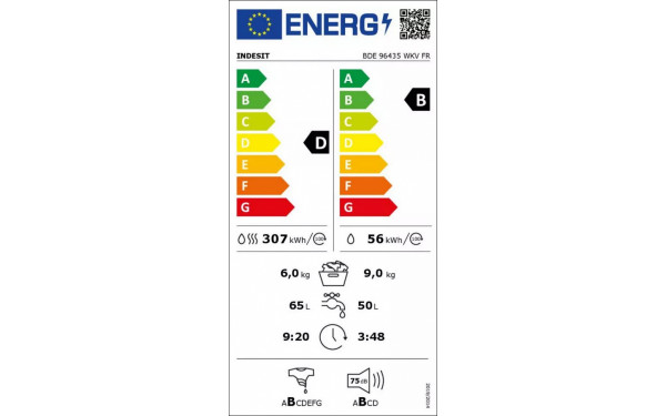 INDESIT BDE96435WKVFR - &Eacute;tiquette &eacute;nergie v2