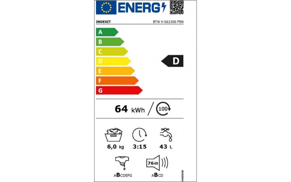 INDESIT BTWHS62300FRN - &Eacute;tiquette &eacute;nergie v2