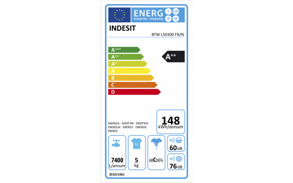 INDESIT BTWL50300FR/N - &Eacute;tiquette &eacute;nergie