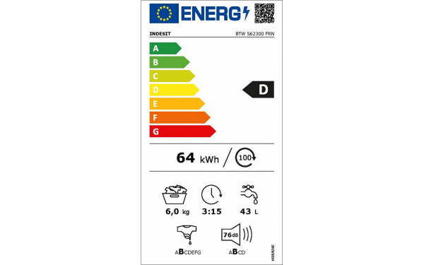 INDESIT BTWS62300FRN - &Eacute;tiquette &eacute;nergie v2