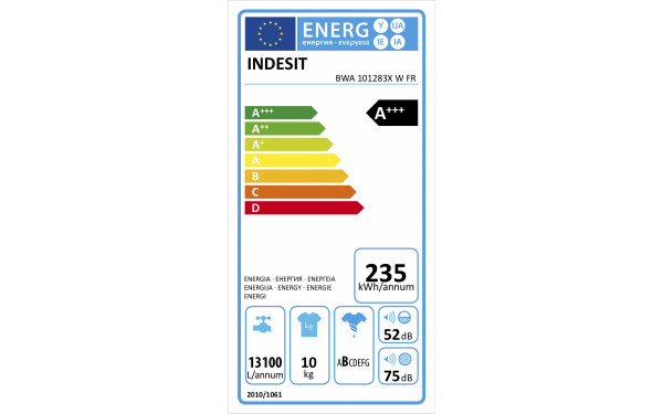 INDESIT BWA 101283X W FR - &Eacute;tiquette &eacute;nergie