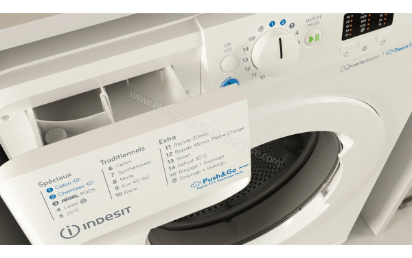 INDESIT BWA71495XWVFR - Zoom sur le tiroir lessiviel