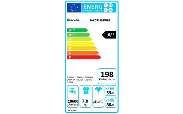 INDESIT BWD 71252 W FR - &Eacute;tiquette &eacute;nergie