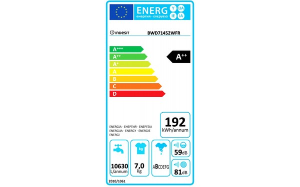 INDESIT BWD 71452 W FR - &Eacute;tiquette &eacute;nergie