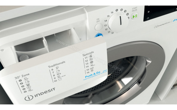 INDESIT BWE101483XWSEUN - Zoom sur le tiroir lessiviel