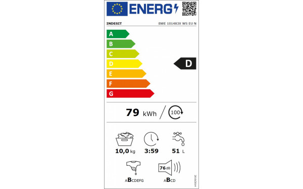 INDESIT BWE101483XWSEUN - &Eacute;tiquette &eacute;nergie v2
