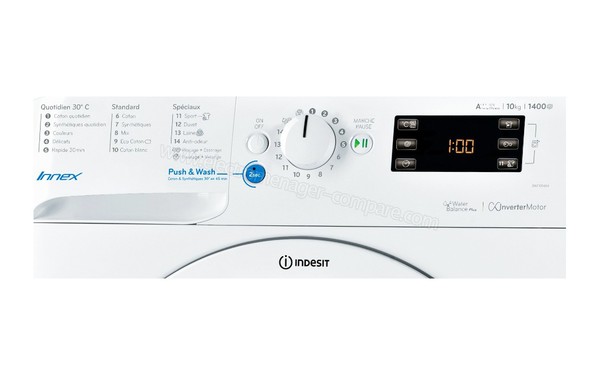 INDESIT BWE 101484X W FR - Panneau de commandes (cr&eacute;dit : Darty)