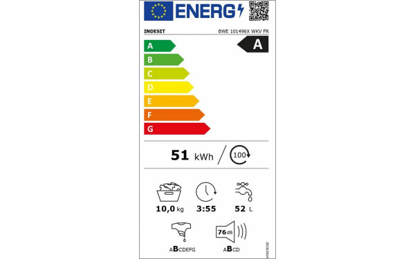 INDESIT BWE101496XWKVFR - &Eacute;tiquette &eacute;nergie v2