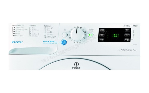 INDESIT BWE 61252 W FR - Panneau de commandes (cr&eacute;dit : Darty)
