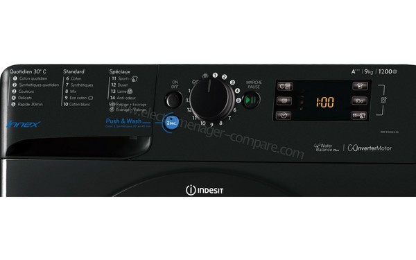 INDESIT BWE 91283X K FR - Panneau de commandes (cr&eacute;dit : Boulanger)