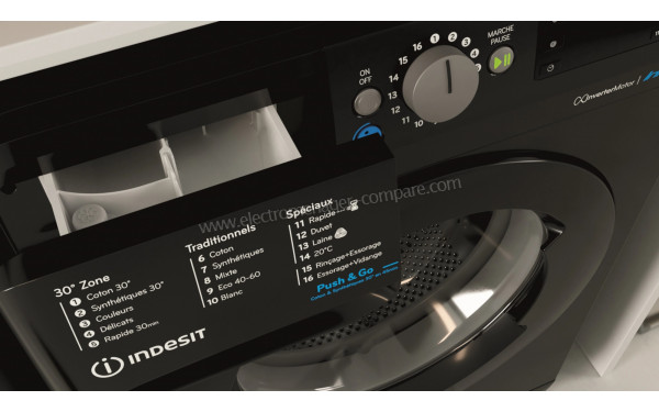 INDESIT BWE91285XKFRN - Zoom sur le tiroir lessiviel