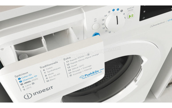 INDESIT BWE91296XWVFR - Zoom sur le tiroir lessiviel