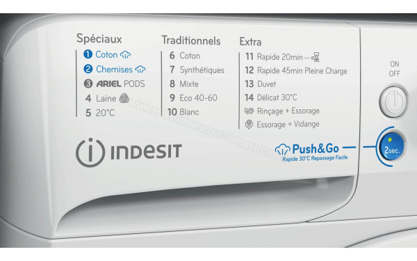 INDESIT BWE91296XWVFR - Vue des programmes