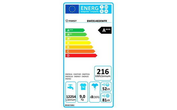 INDESIT BWE 91483X W FR - &Eacute;tiquette &eacute;nergie