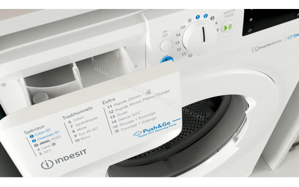 INDESIT BWE91496XWVFR - Zoom sur le tiroir lessiviel