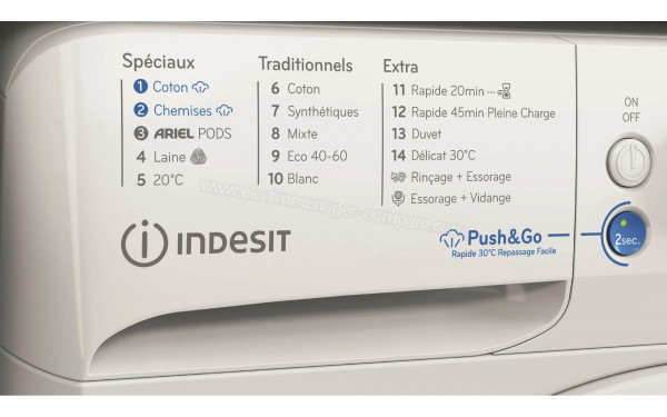 INDESIT BWE91497XWVFR - Vue des programmes