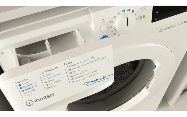 INDESIT BWE91497XWVFR - Zoom sur le tiroir lessiviel
