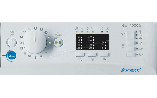 INDESIT BWSA61051WEUN - Vue des programmes