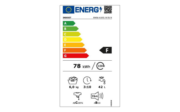 INDESIT BWSA61051WEUN - &Eacute;tiquette &eacute;nergie v2