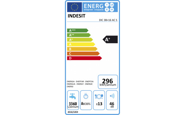 INDESIT DIC 3B+16 AC S - &Eacute;tiquette &eacute;nergie
