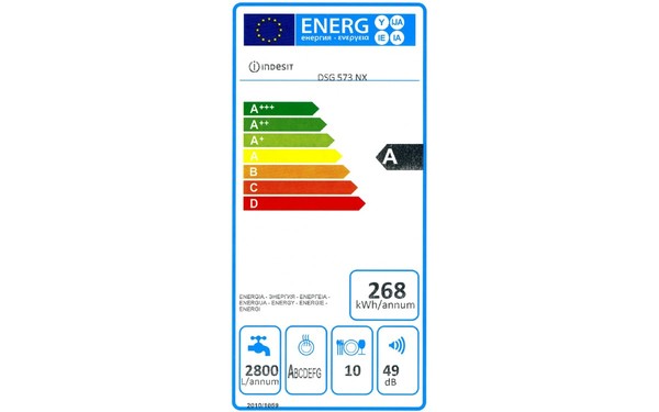 INDESIT DSG 573 NX - &Eacute;tiquette &eacute;nergie