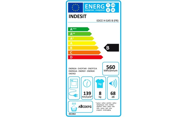 INDESIT EDCE H G45 B (FR) - &Eacute;tiquette &eacute;nergie