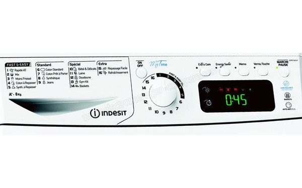 INDESIT EDPE G45 A1 ECO (FR) - Panneau de commandes (cr&eacute;dit : Boulanger)