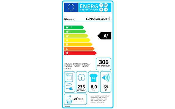 INDESIT EDPE G45 A1 ECO (FR) - &Eacute;tiquette &eacute;nergie